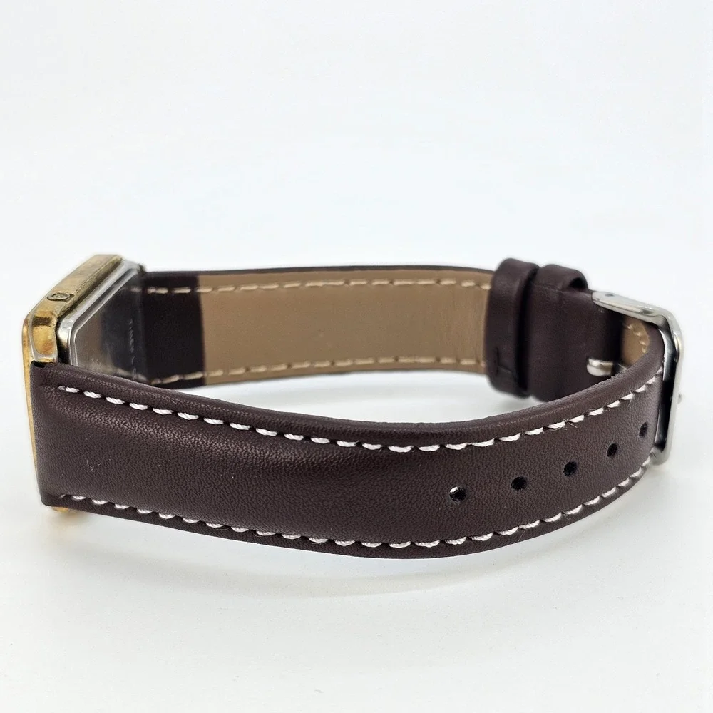 VTG‎ Timex Illusion Digital Men Watch 28MM New Brown Leather Bands New Battery
